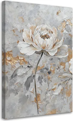 Produktbild von Leinwandbild Rosenblüte Silber Gold 40x60 Feeby Silber bild für die wand bereit zum aufhängen