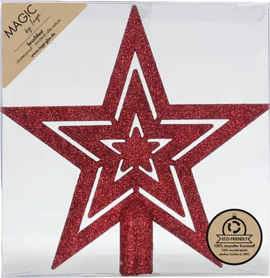 Produktbild von Christbaumspitze Stern 21,5cm Kunststoff mit Glitzer - Morello Cherry