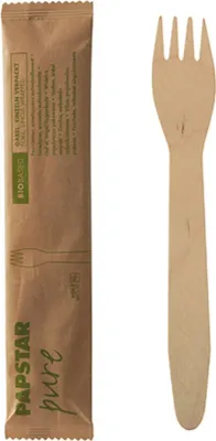 Produktbild von PAPSTAR Holz-Gabeln "pure" Länge: 155 mm 50er