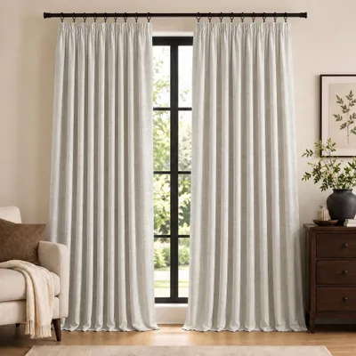 Verdunkelnde Linen-Look Vorhänge, 2 Stück, 140x260 cm, Lichtbeige