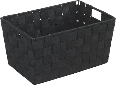 Produktbild von Kleiner Badezimmerkorb, gewebter Kunststoff, 6,24 l, 30 x 15 x 20 cm, schwarz