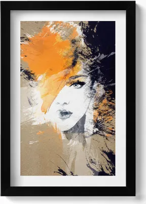Produktbild von Abstraktes Frauenporträt– Wandbild mit Rahmen – Gerahmtes Bild  – Wanddekoration – 20x30 cm – Schwarz