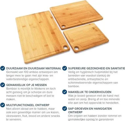 Produktbild von Famanu Schneidebrett - Hygienisches Holzschneidebrett-Set