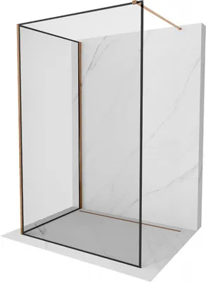 Produktbild von Mexen Kioto Duschwand Walk-in 120 x 70 cm, schwarzes Muster, roségold - 800-120-212-60-70-070