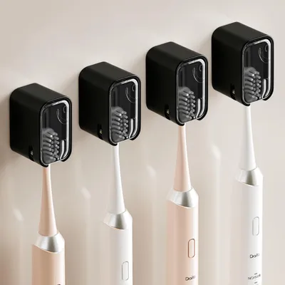 Image de Support mural pour brosses à dents, lot de 4 – Adhésif, plastique ABS, blanc (4 pièces)