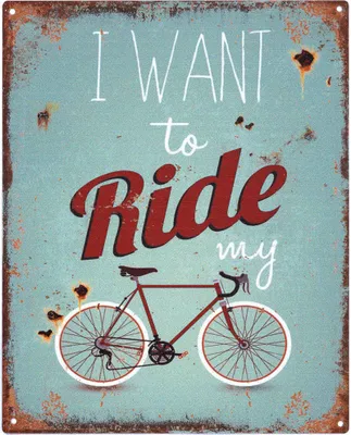 Produktbild von Moritz Deko Blechschild I want to Ride Retro Geschenk-Idee aus Metall Vintage-Design zur Dekoration