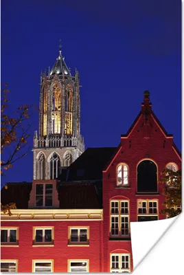 Produktbild von MuchoWow® Poster Nacht - Domturm - Haus 80x120 cm - Papierdruck