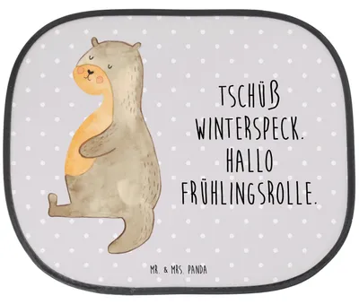 Produktbild von Mr. & Mrs. Panda Autoscheiben Sonnenschutz Otter Bauch - Grau Pastell - Geschenk, Auto, fenster, für, Winterspeck, Seitenscheibe, Essen. Foodlover, Sonnenblende, dick