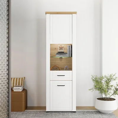 Immagine prodotto di Dmora Vetrina Piscinas 61x41x195h cm Bianco, 4 Ripiani Apertura Battente
