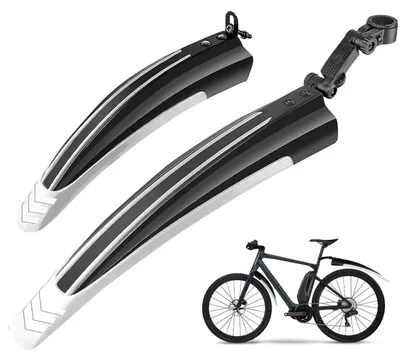 Produktbild von Fahrrad Schutzblech Set Vorne Hinten Verstellbar MTB Citybike 20-26 Zoll Schwarz/Weiß