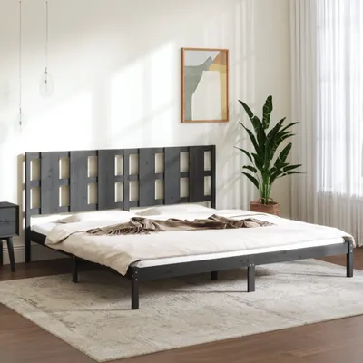 Produktbild von The Living Store Massivholzbett Grau Kiefer 200x200 cm