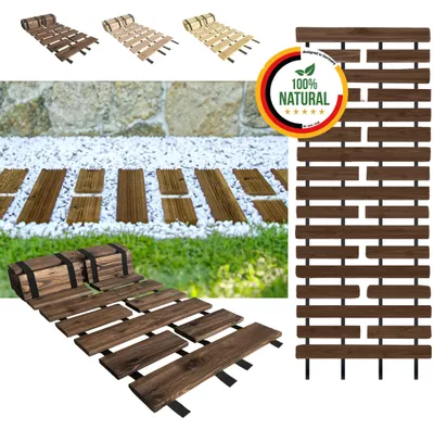 Obrázek produktu pro Floranica zahradní chodník ze 100% dřeva, 50 cm x 2 m, hnědý s protiskluzovým povrchem, rolovací cesta