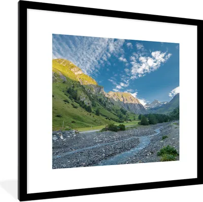 Produktbild von MuchoWow® Gerahmtes Poster Fluss durch den Großglockner im europäischen Österreich 40x40 cm - Poster mit Schwarzem Bilderrahmen Wandposter Rahmen Foto Bilder - Poster - Plakat im Rahmen