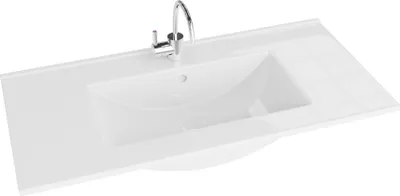 Produktbild von LAVITA Möbelwaschtisch Floryda 800 | Möbelwaschbecken | Waschbecken mit Überlauf und Hahnloch | Aus hochwertigem Porzellan | Waschtisch | 81x40,5x18 cm | Weiß Glanz