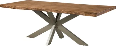 Produktbild von MASSIVMOEBEL24 Baumtisch Sheesham 220x100x77 natur gebeizt / Kreuzgestell silber matt FREEFORM 5