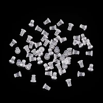 Produktbild von Silikon-Ohrring-Verschlüsse - Weiche Gummi-Ohrring-Stopper - Für DIY-Schmuckherstellung - 20 g transparent