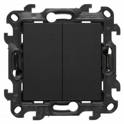Imagen del producto de Simon 24, interruptor doble de pared, color negro mate
