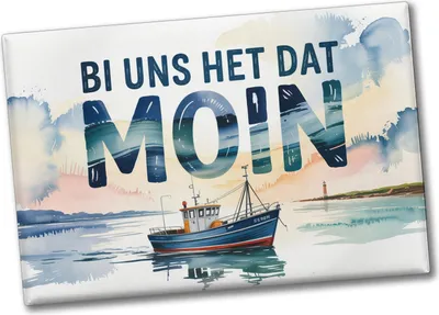 Produktbild von Nordsee Aquarell Motiv Souvenir Souvenir Magnet Fischerboot