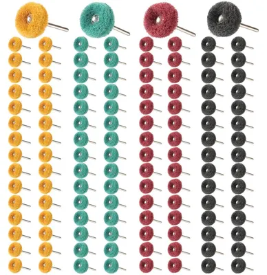 Zdjęcie produktu dla Tarcze szlifierskie i polerskie, 120 sztuk, średnica 25 mm, mieszanka gradacji: 80/150/240/400, z trzpieniem 1/8 cala