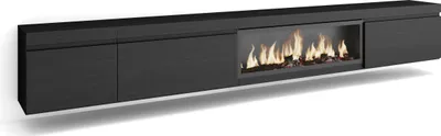 Produktbild von TV-Schrank, Lowboard, 317x35x45 cm, Elektrokamin XXL, Hängend, Schwarz