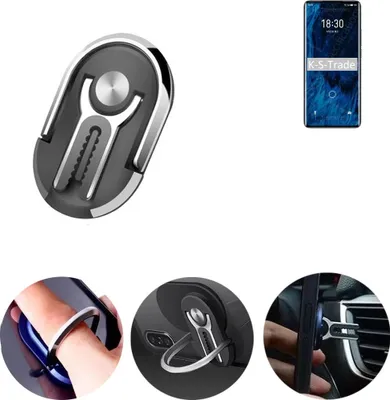Produktbild von K-S-Trade 3in1 Smartphone-Ring Handy-Ring kompatibel mit Meizu 18s Pro Fingerhalterung  Handyring Tischständer Lüftungsgitter-Halterung Tisch