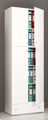 Produktbild von VCM XXL Büroschrank mit 5 Fächern und einer Schublade | moderner Aktenschrank mit Drehtüren | Maße ca. H. 200 x B. 70 x T. 39 cm – Lona 5-Fach