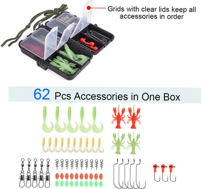 Immagine prodotto di Set di canne da pesca, canna da pesca telescopica da 1,5 m, mulinello CB100, esche e accessori, borsa per riporli, ideale per i pescatori sportivi