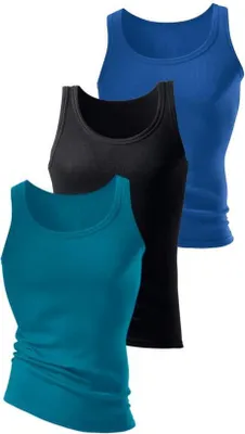 Produktbild von H.I.S. Unterhemd Doppelripp Tanktop 3 -teilig royalblau, schwarz, petrol Größe 8
