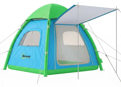 Produktbild von Aufblasbares Zelt 3 Personen Schneller Aufbau Outdoor Camping Zelt mit Luftpumpe Meshfenster abnehmbar Dach