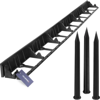 Produktbild von HOLZBRINK Rasenkante Wurzelsperre PVC Leiste inkl. 3 Anker, Höhe: 45mm, Länge: 1m, HRK01B-45