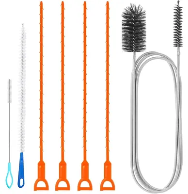 Abflussreiniger-Set, 7-teilig, Doppelkopf-Spirale, für Küche & Dusche