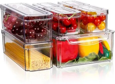 Image de Lot de 10 rangements pour réfrigérateur, transparents et empilables