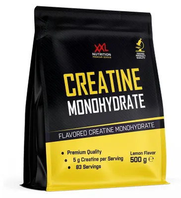 Produktbild von XXL Nutrition - Creatin Monohydrat Pulver - Ohne Zusätze - Muskelaufbau, Reines & Mikrofeines Kreatin Monohydrat, Creatine - Lemon - 500 Gramm