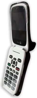 Image de caseroxx Etui en cuir avec clip ceinture compatible avec Doro 6520 / 6521 en cuir véritable, étui avec clip ceinture et fenêtre de visualisation