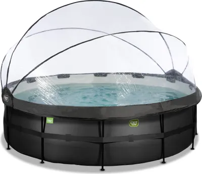 Produktbild von EXIT Black Leather Pool ø488x122cm mit Sandfilterpumpe und Abdeckung - schwarz