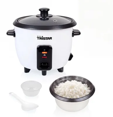 Produktbild von Tristar Reiskocher 0,6 L, Antihaft-Innentopf, Warmhalte- und Abschaltautomatik,