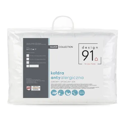 Zdjęcie produktu dla Design 91 Koc antyalergiczny 160x200 srebrny biały całoroczny lekki D91