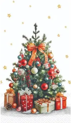 Obrázek produktu pro Vánoční ubrousky GT 30x40 cm třívrstvé Vánoční stromek s dárky