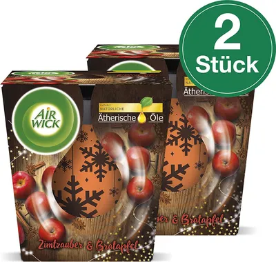 Produktbild von Air Wick Wohlfühl-Duftkerze Zimtzauber & Bratapfel DUO Winter 2 Stück (2 x 105g)