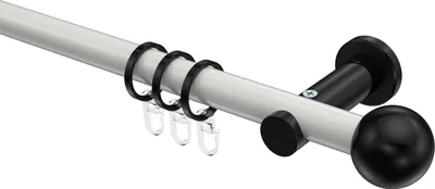 Produktbild von Interdeco Gardinenstange / Vorhangstange Weiß / Schwarz, Typ Platon Luino (Kugel), 20 mm Ø 1-läufig, 600 cm