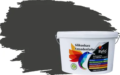 Produktbild von RyFo Colors Silikonharz Fassadenfarbe Lotuseffekt Trend Anthrazitgrau 10l - bunte Fassadenfarbe, weitere Grau Farbtöne und Größen erhältlich, Deckkraft Klasse 1