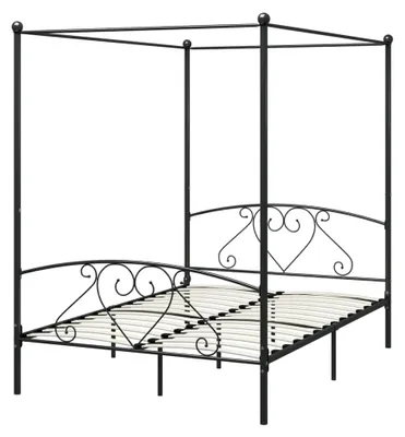 Produktbild von Himmelbett Bettgestell Doppelbett Metallbett Grau 140x200cm