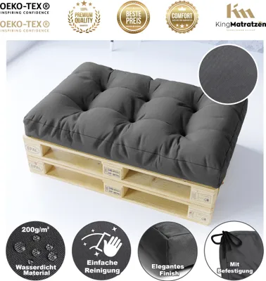 Obrázok produktu pre Pohodlné paletové vankúše SITZKISSEN 120 x 80 x 12 cm DARK GREY pre váš domov a terasu