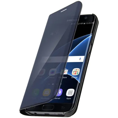 Produktbild von Avizar, Ultradünne Flip-Schutzhülle mit Spiegeleffekt Samsung Galaxy S7 Edge, Schwarz