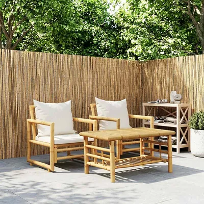 Produktbild von vidaXL Gartenstühle 2 Stk. mit Polstern und Kissen Bambus