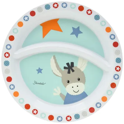 Zdjęcie produktu dla Sterntaler Emmi, talerz obiadowy, okrągły, polipropylen, niebieski, szary, pomarańczowy, biały, 218 mm, 225 mm