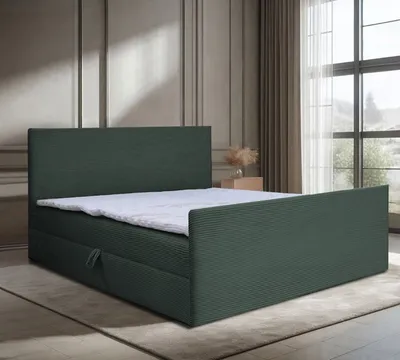 Produktbild von Bett Doppelbett Boxspringbett BERG POSO mit Fußsteil 180x200 cm OHNE Topper und Bonell-Matratze + 2 Bettkästen, H3 (Grün: POSO 14)