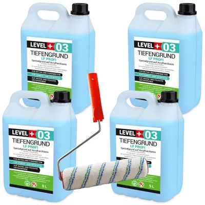 Produktbild von Level+ 20L Tiefengrund Profi LF Gebrauchsfertig +Farbroller 25cm Mikrofaser RM03