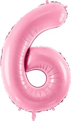 Image de Ballon en plastique chiffre 6, 86 cm, rose