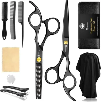 Immagine prodotto di Set di forbici per capelli Bozhihong da 6,7 pollici con mantellina da parrucchiere